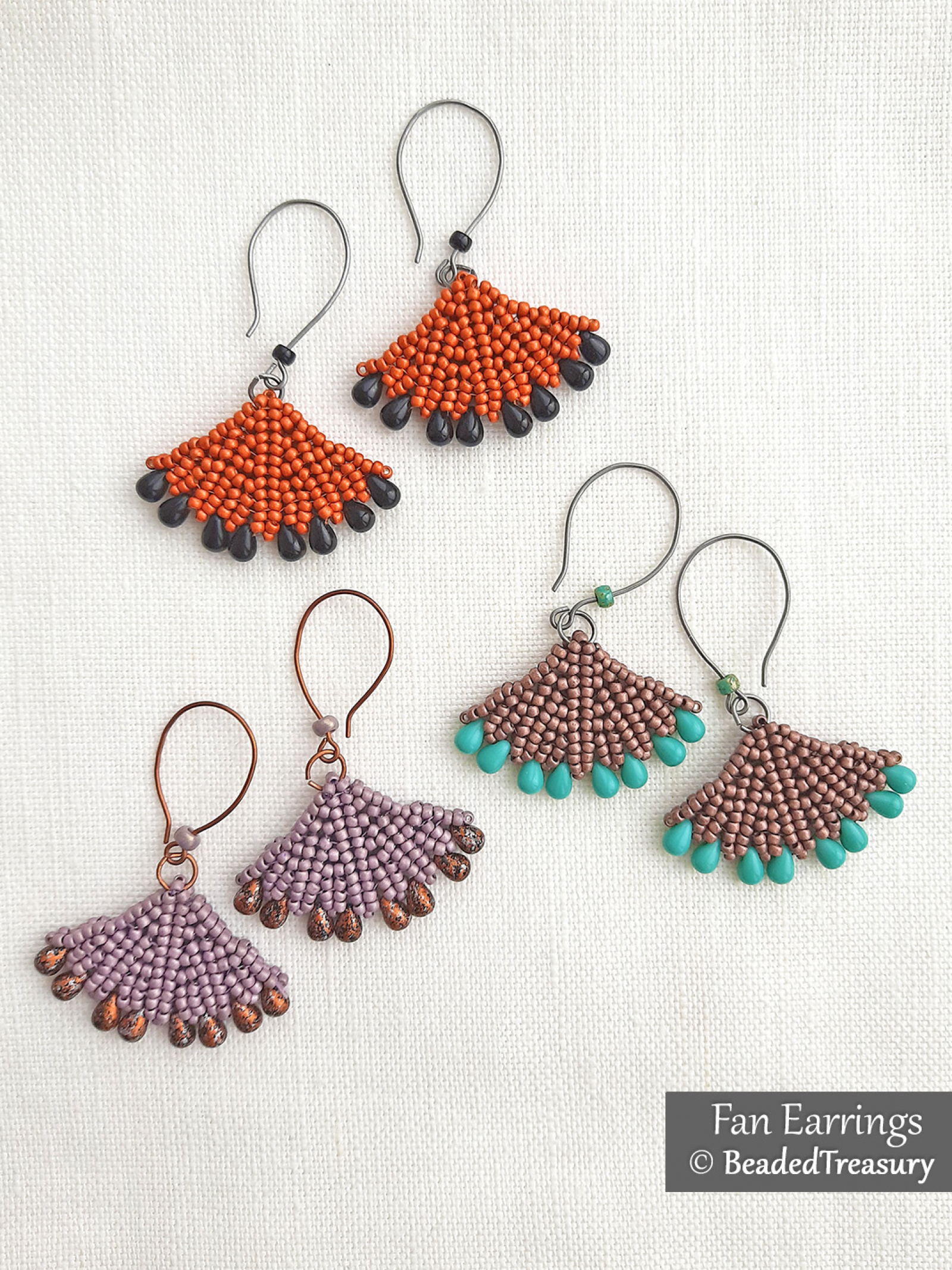 Seed bead earring pattern Bead weaving PDF digital pattern Dangle earrings pattern Brick stitch earring pattern