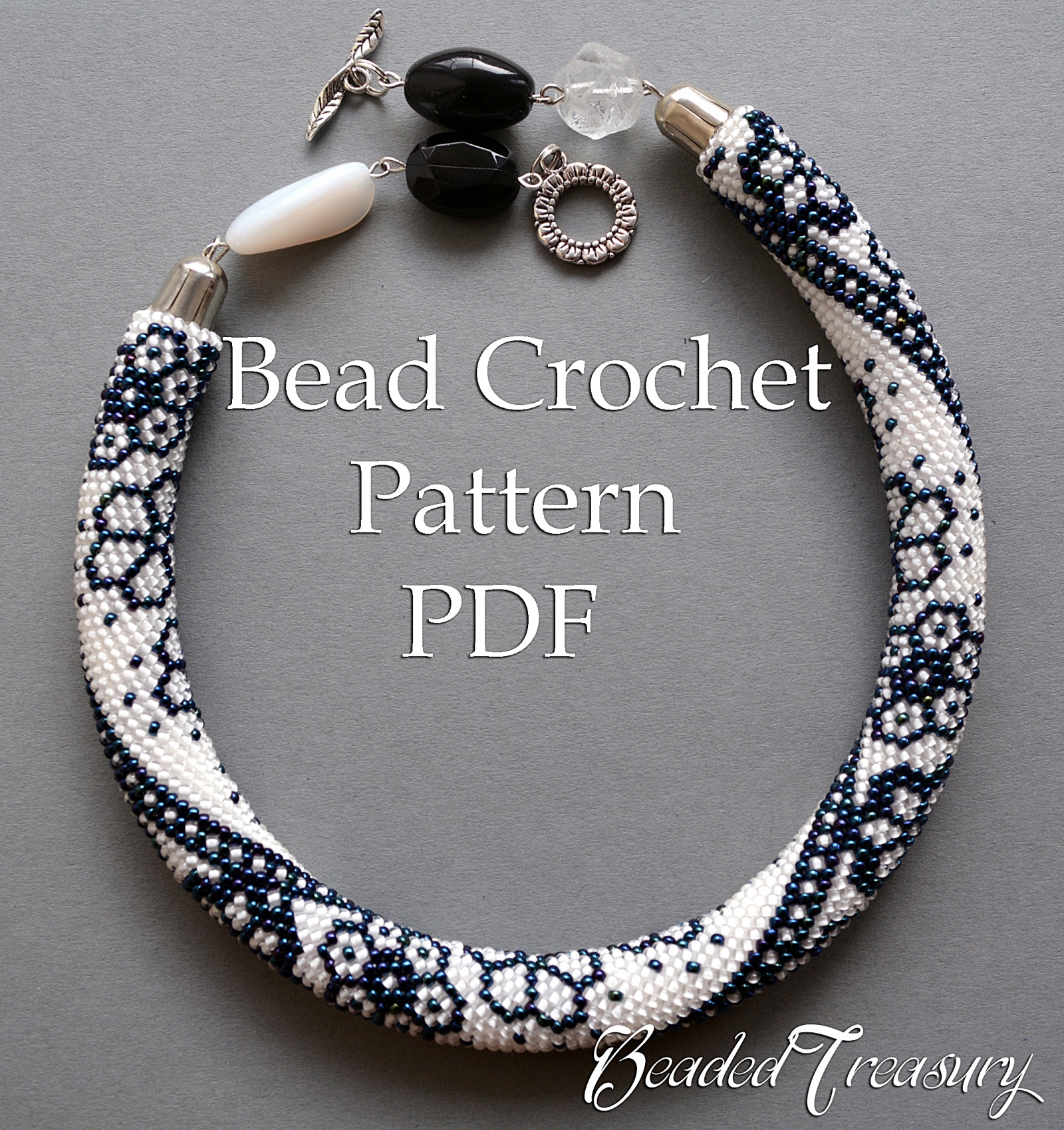 WINTER LACE - bead crochet necklace pattern / Bead crochet rope pattern