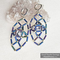 AERIAL NAVETTE EARRINGS - Beading Tutorial with Rivoli and Bugle Beads