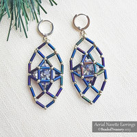 AERIAL NAVETTE EARRINGS - Beading Tutorial with Rivoli and Bugle Beads