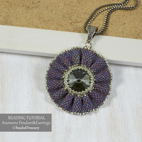 ANEMONE Beading Tutorial - Peyote flower pendant and earrings pattern - .pdf Download