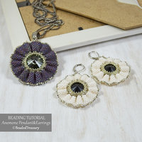 ANEMONE Beading Tutorial - Peyote flower pendant and earrings pattern - .pdf Download