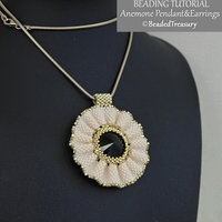ANEMONE Beading Tutorial - Peyote flower pendant and earrings pattern - .pdf Download