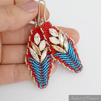 BASKET OF FLOWERS Earrings - Beading Pattern - Beaded earrings made with Seed beads and Swarovski Crystals - Instant .pdf Download