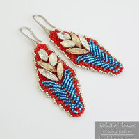 BASKET OF FLOWERS Earrings - Beading Pattern - Beaded earrings made with Seed beads and Swarovski Crystals - Instant .pdf Download