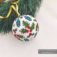 BERRY TREE BALL - Beaded Christmas Ornament Pattern - 3D Peyote Ball