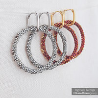 BIG HOOP EARRINGS - Statement Geometric Peyote Beading Tutorial