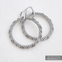 BIG HOOP EARRINGS - Statement Geometric Peyote Beading Tutorial