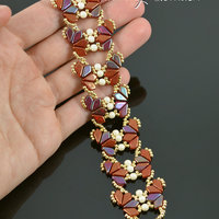 BUTTERFLIES IN MY STOMACH Beading pattern Beaded bracelet tutorial with 2-hole Kite Seed beads Beadwoven bracelet pattern - Tutorial Only