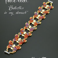 BUTTERFLIES IN MY STOMACH Beading pattern Beaded bracelet tutorial with 2-hole Kite Seed beads Beadwoven bracelet pattern - Tutorial Only