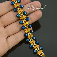 PYRAMID - beading tutorial, kheops cabochon bead pattern, beaded bracelet pattern, beadweaving, seed beads / TUTORIAL ONLY