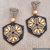 CLASSY EARRINGS - Beading Pattern - Peyote stitch bead pattern - Instant PDF Download