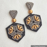 CLASSY EARRINGS - Beading Pattern - Peyote stitch bead pattern - Instant PDF Download