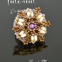 COCKTAIL RING - beaded ring tutorial with seed beads, Rizo beads, fire polished beads / Beadwoven ring pattern / Beading tutorial / TUTORIAL ONLY