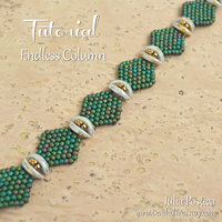 ENDLESS COLUMN Beading Tutorial - Peyote stitch bracelet pattern - 2 hole CzechMates Crescent and seed beads - Instant pdf Download