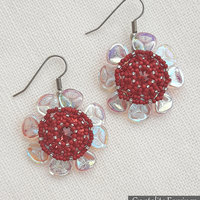CRYSTALITE EARRINGS - Beading Tutorial with Rose Petal, Seed Beads and Swarovski Rivoli