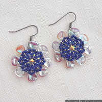 CRYSTALITE EARRINGS - Beading Tutorial with Rose Petal, Seed Beads and Swarovski Rivoli