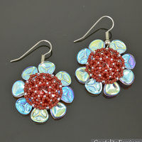 CRYSTALITE EARRINGS - Beading Tutorial with Rose Petal, Seed Beads and Swarovski Rivoli