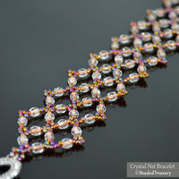 CRYSTAL NET - beadwoven bracelet tutorial with fire polished beads and seed beads, bead pattern, beading tutorial, beaded lace / TUTORIAL ONLY