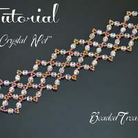 CRYSTAL NET - beadwoven bracelet tutorial with fire polished beads and seed beads, bead pattern, beading tutorial, beaded lace / TUTORIAL ONLY
