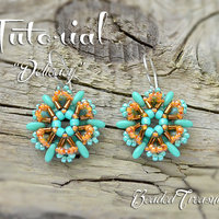 DELICACY Beading pattern Beadwoven earrings tutorial with CzechMates Rulla Rizo and bugle seed beads - Instant PDF Download