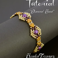 DIAMOND BAND - beading tutorial, Kheops Cabochon MiniDuo bead pattern, beaded bracelet pattern, beadweaving, seed beads / TUTORIAL ONLY