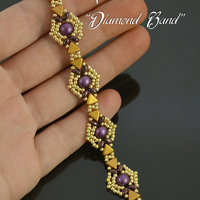 DIAMOND BAND - beading tutorial, Kheops Cabochon MiniDuo bead pattern, beaded bracelet pattern, beadweaving, seed beads / TUTORIAL ONLY