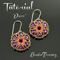 DISCOS - beaded earrings tutorial, beading pattern, Cabochon Lentil Triangle Bar bead pattern, seed beads / TUTORIAL ONLY