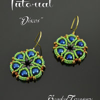 DISCOS - beaded earrings tutorial, beading pattern, Cabochon Lentil Triangle Bar bead pattern, seed beads / TUTORIAL ONLY