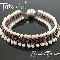 DRAGON CREST - beaded bracelet pattern with SuperUno, Solo, cube and seed beads, beading tutorial, bead pattern / TUTORIAL ONLY
