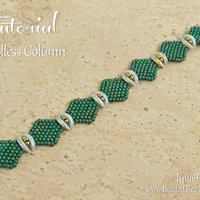 ENDLESS COLUMN Beading Tutorial - Peyote stitch bracelet pattern - 2 hole CzechMates Crescent and seed beads - Instant pdf Download