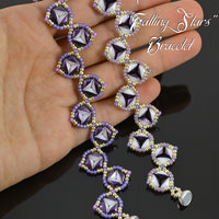 FALLING STARS Beadwoven bracelet pattern Beading tutorial with 2-hole Gem Duo duets and Seed beads - Instant PDF Download