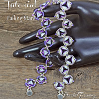 FALLING STARS Beadwoven bracelet pattern Beading tutorial with 2-hole Gem Duo duets and Seed beads - Instant PDF Download