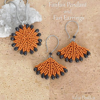 Beading Tutorial - FANFAN Pendant - Round pendant tutorial with seed beads and drops - Herringbone beading pattern - Instant PDF Download