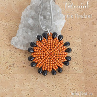 Beading Tutorial - FANFAN Pendant - Round pendant tutorial with seed beads and drops - Herringbone beading pattern - Instant PDF Download