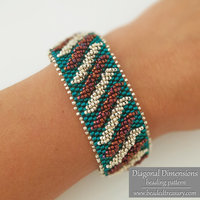 DIAGONAL DIMENSIONS Bracelet - Beading Pattern - Peyote stitch with seed beads - Instant PDF Download