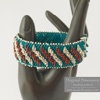 DIAGONAL DIMENSIONS Bracelet - Beading Pattern - Peyote stitch with seed beads - Instant PDF Download