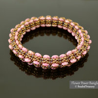 FLOWER POWER BANGLE - Beading Tutorial with Superduo and Seed Beads