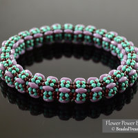 FLOWER POWER BANGLE - Beading Tutorial with Superduo and Seed Beads