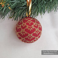 FROM THE HEART BALL - Beaded Christmas Ornament Pattern - 3D Peyote Ball