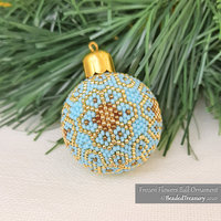 FROZEN FLOWERS BALL - Beaded Christmas Ornament Pattern - Peyote Stitch - Instant Pdf Download