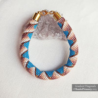 GRADIENT DIAGONALS BRACELET - Even Count Tubular Peyote Stitch Pattern with Delica seed beads