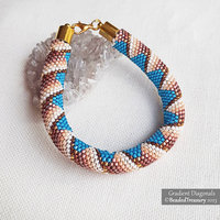 GRADIENT DIAGONALS BRACELET - Even Count Tubular Peyote Stitch Pattern with Delica seed beads
