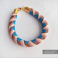 GRADIENT DIAGONALS BRACELET - Even Count Tubular Peyote Stitch Pattern with Delica seed beads