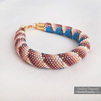 GRADIENT DIAGONALS BRACELET - Even Count Tubular Peyote Stitch Pattern with Delica seed beads