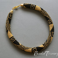 GREEK MEANDERS - bead crochet pattern necklace / Bead crochet rope pattern / .PDF Download