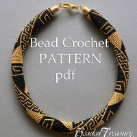 GREEK MEANDERS - bead crochet pattern necklace / Bead crochet rope pattern / .PDF Download