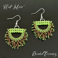 HALF MOON beaded fringe earrings tutorial, beading pattern, seed beads pattern / TUTORIAL ONLY