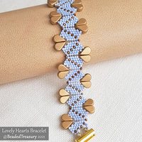 LOVELY HEARTS Bracelet - Beading Pattern - Peyote stitch bead pattern - Instant PDF Download