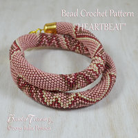 HEARTBEAT Bead Crochet Pattern for Necklace of Bracelet - Valentine heart beaded crochet rope with seed beads - Instant PDF Download
